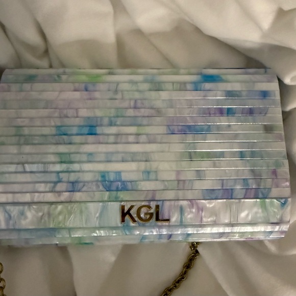 💜🩵RARE FIND!!! Kurt Geiger London Party Eagle Clutch With Removable Chain NWT 🩵💜 - Picture 10 of 12